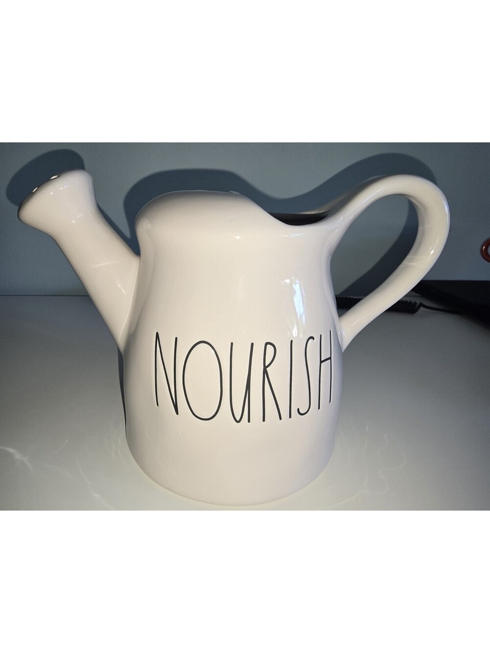 Rae Dunn White Ceramic Watering can style Pitcher Collectable Nourish